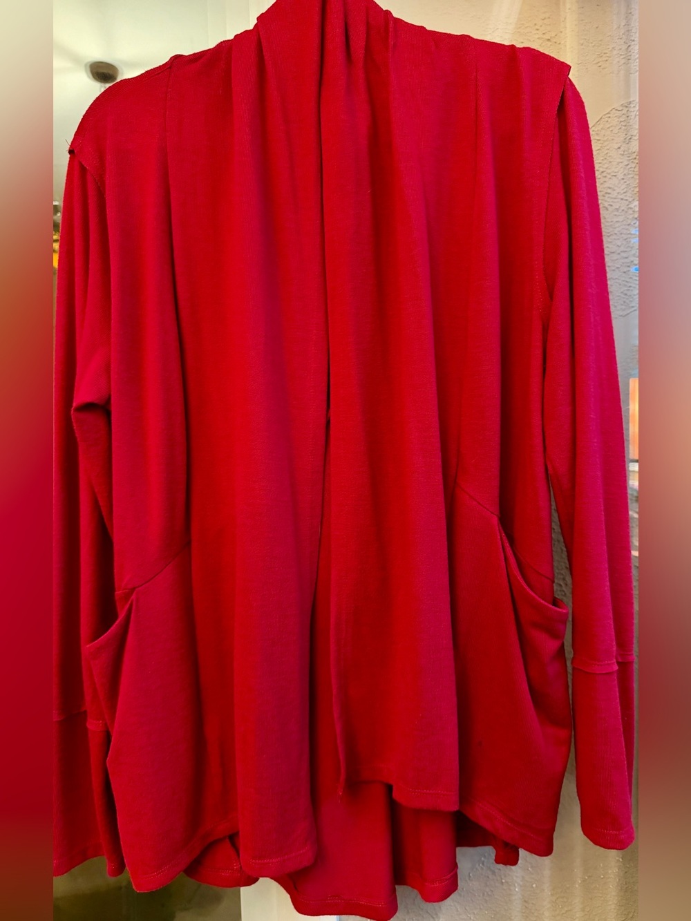 New Directions Vibrant Red Open-Front Cardigan with Pockets
